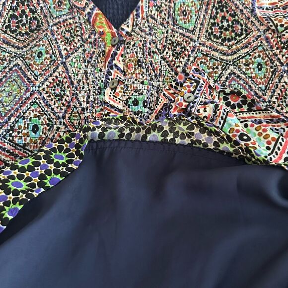 Anthropologie Maeve Baten Jewel Toned Smocked Dress Size X-Small. Boho - Picture 7 of 8